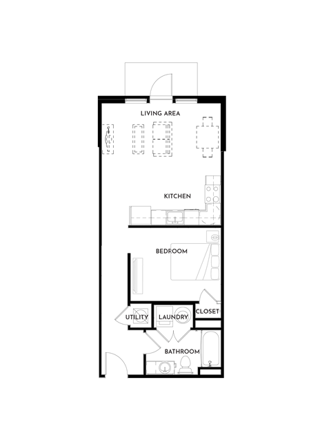 Studio (626 SF) Floor Plan at The Villas at Germantown, Memphis, 38125